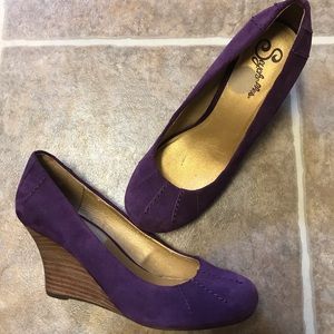 Purple Suede Wedge Heels